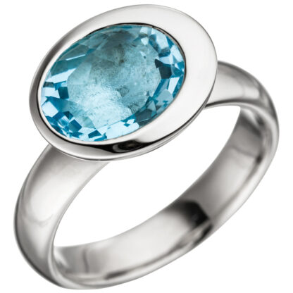 Ring 925 Silber mit Blautopas oval