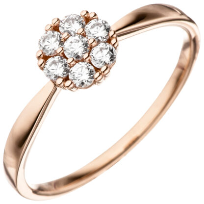 Ring "Blume" 333 Rotgold mit Zirkonia weiß