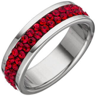 Ring Edelstahl mit SWAROVSKI ELEMENTS rot