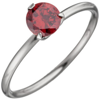 Ring Solitär Edelstahl mit SWAROVSKI ELEMENT rot