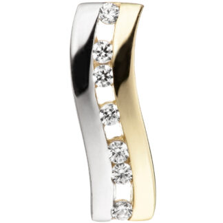 Anhänger 333 Gelbgold Bicolor mit Zirkonia weiß geschwungen