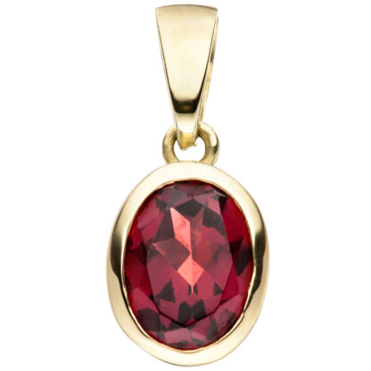 Anhänger 333 Gelbgold mit Granat oval