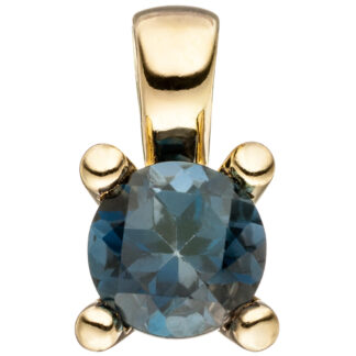 Anhänger 585 Gelbgold mit Blautopas London Blue