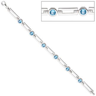 Armband 925 Silber mit Zirkonia weiß und hellblau