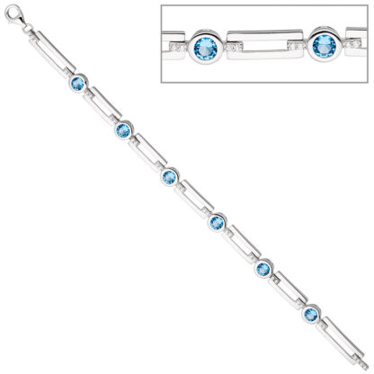Armband 925 Silber mit Zirkonia weiß und hellblau