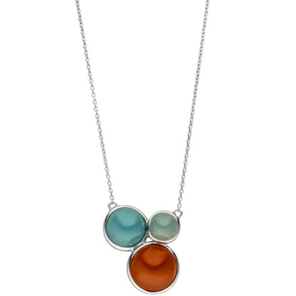 Collier 925 Silber mit 2 Chalcedonen und Karneol – Bild 2