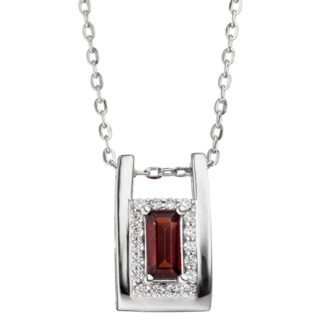 Collier/Ankerkette 925 Silber dia mit Anhänger Granat und Zirkonia