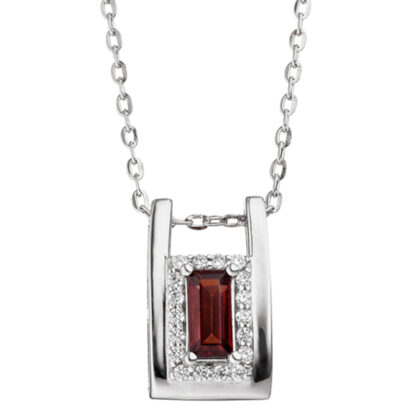 Collier/Ankerkette 925 Silber dia mit Anhänger Granat und Zirkonia