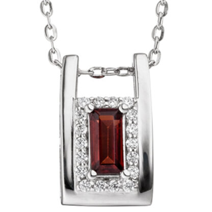 Collier/Ankerkette 925 Silber dia mit Anhänger Granat und Zirkonia – Bild 3