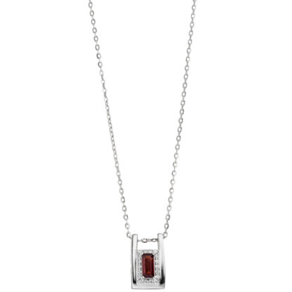 Collier/Ankerkette 925 Silber dia mit Anhänger Granat und Zirkonia – Bild 2