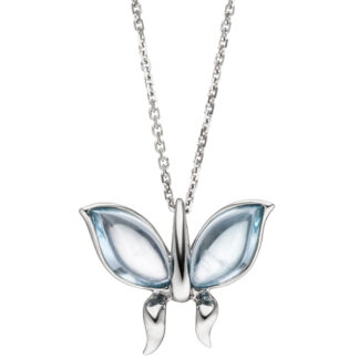 Collier "Schmetterling" 585 Weißgold mit Blautopasen