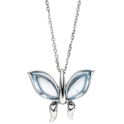 Collier "Schmetterling" 585 Weißgold mit Blautopasen