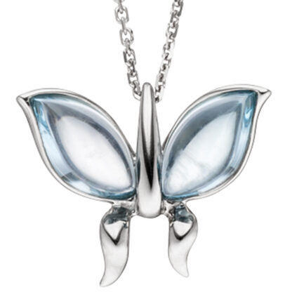 Collier "Schmetterling" 585 Weißgold mit Blautopasen – Bild 3