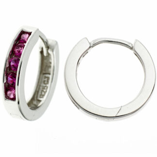 Creolen 925 Silber mit 10 Zirkonia rot