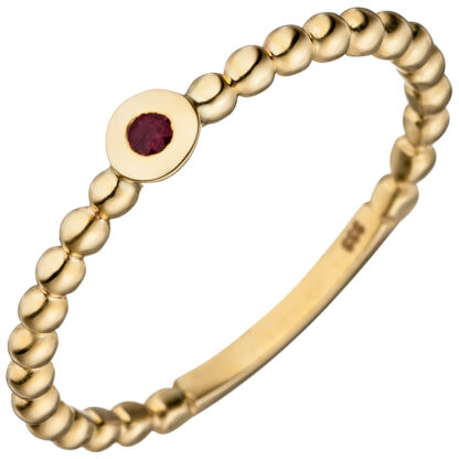 Ring 333 Gelbgold Kugel-Optik mit Rubin