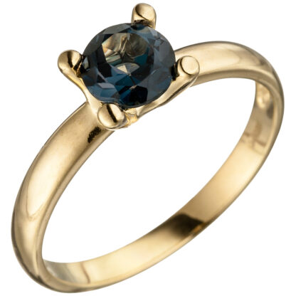 Ring 585 Gelbgold mit Blautopas London Blue Solitär