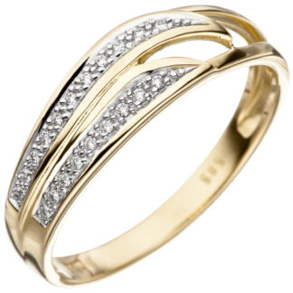 Ring 585 Gelbgold mit Brillanten gefächert