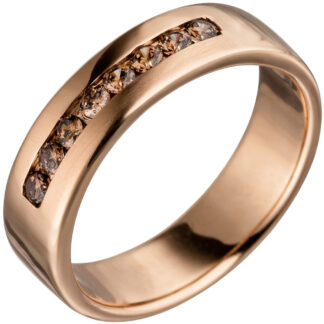 Ring 925 Silber/rotvergoldet mit 8 Zirkonia braun