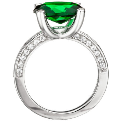 Ring 925 Silber mit Zirkonia grün und weiß – Bild 2