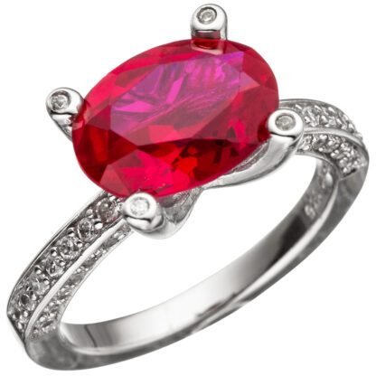 Ring 925 Silber mit Zirkonia rot und weiß
