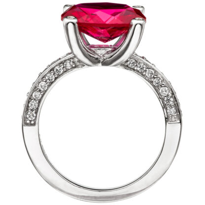 Ring 925 Silber mit Zirkonia rot und weiß – Bild 2