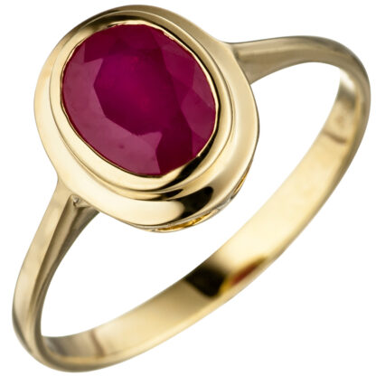 Ring oval 585 Gelbgold mit Rubin