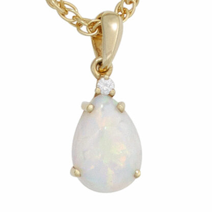 Anhänger 585 Gelbgold mit Brillant und Opal Tropfen