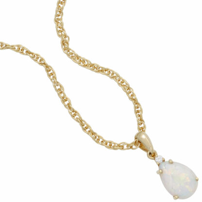 Anhänger 585 Gelbgold mit Brillant und Opal Tropfen – Bild 2