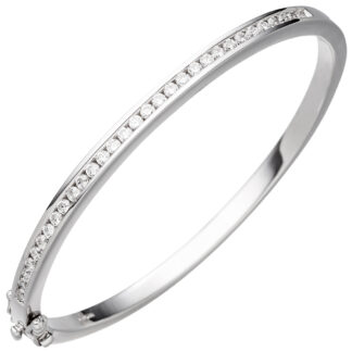Armreif oval 925 Silber mit Zirkonia weiß