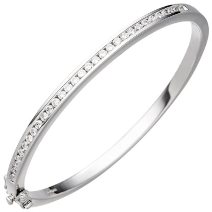 Armreif oval 925 Silber mit Zirkonia weiß