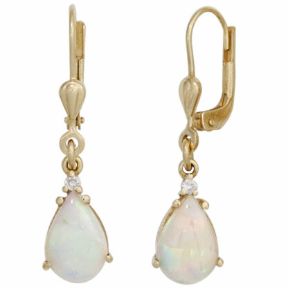 Boutons 585 Gelbgold 2 Opale und Brillanten