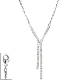 Collier 925 Silber mit weißen Zirkonia facettiert