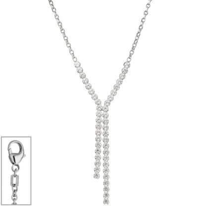 Collier 925 Silber mit weißen Zirkonia facettiert