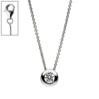 Collier 925 Silber mit Zirkonia weiß rund gefasst