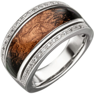 Ring 925 Silber mit Emaille und Zirkonia weiß