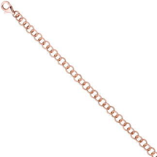 Rundanker-Armband 925 Silber/rotvergoldet mit Karabinerverschluss
