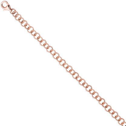 Rundanker-Armband 925 Silber/rotvergoldet mit Karabinerverschluss