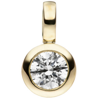 Anhänger rund 333 Gelbgold mit Zirkonia weiß facettiert