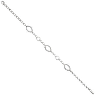 Gliederarmband 925 Sterling Silber mit 19 Zirkonia weiß