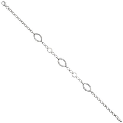 Gliederarmband 925 Sterling Silber mit 19 Zirkonia weiß
