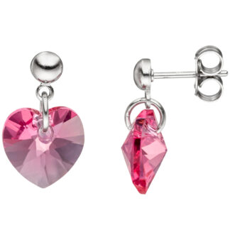 Ohrstecker "Herz" 925 Sterling Silber mit SWAROVSKI ELEMENTS pink
