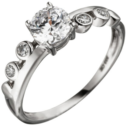 Ring 333 Weißgold mit 5 Zirkonia weiß