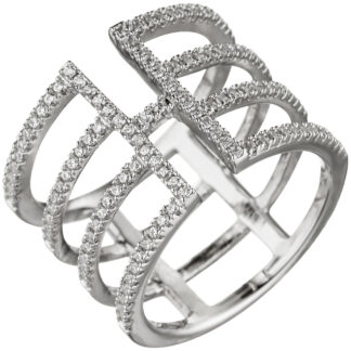 Ring 4-bahnig 925 Silber mit Zirkonia weiß