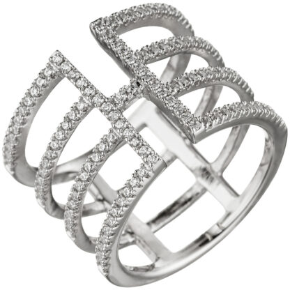 Ring 4-bahnig 925 Silber mit Zirkonia weiß