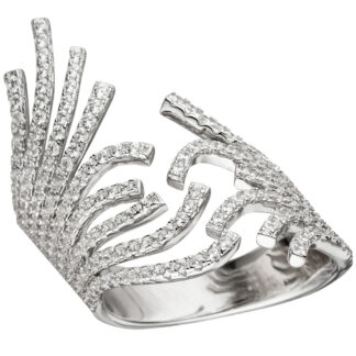 Ring "gefiedert" 925 Silber mit Zirkonia weiß