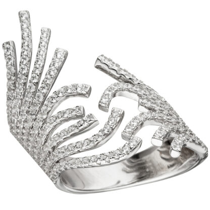 Ring "gefiedert" 925 Silber mit Zirkonia weiß