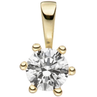 Solitär Anhänger 333 Gelbgold mit Zirkonia weiß