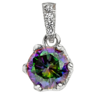 Anhänger 925 Silber mit Regenbogen-Zirkonia und Zirkonia weiß
