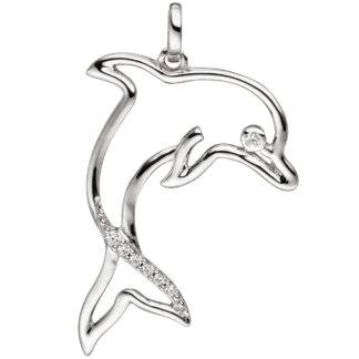 Anhänger "Delfin" 333 Weißgold mit 7 Zirkonia weiß