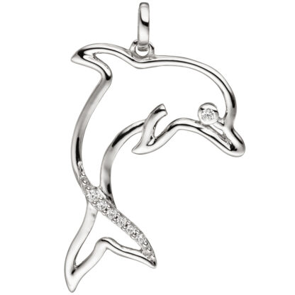 Anhänger "Delfin" 333 Weißgold mit 7 Zirkonia weiß